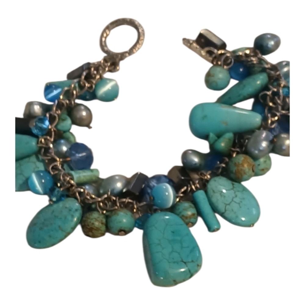Turquoise and Silver Charm Bracelet